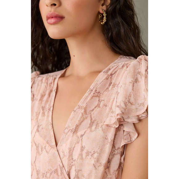 Anthropologie V-Neck Flutter-Sleeve Dress - New Large - Picture 3 of 6
